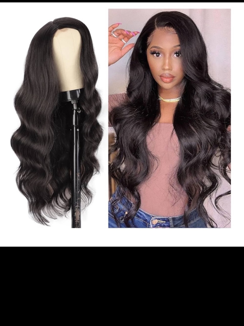 G5- Black Long Wavy Human-Look Wig – Natural Black